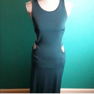 Green sexy gown , backless with open sides